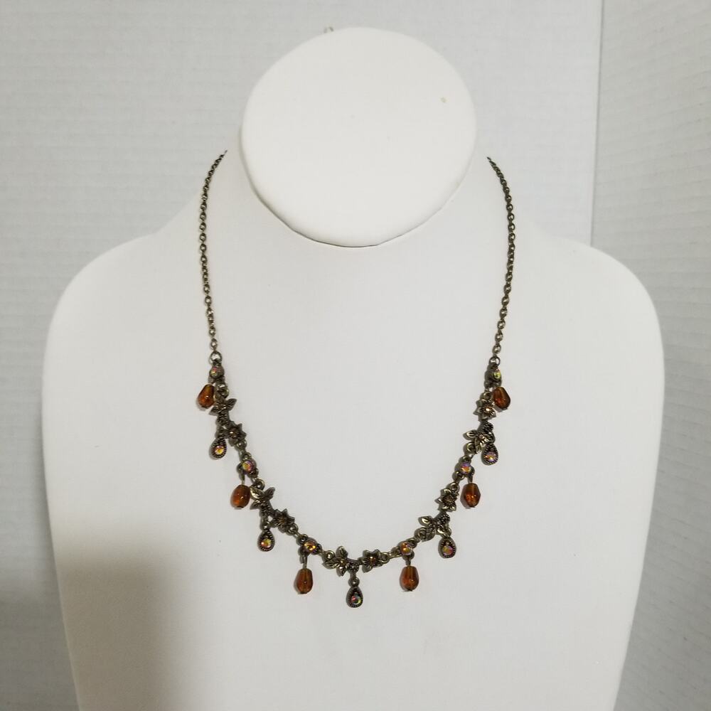 Unica brass necklace 19 1/2"  gold colored beads 1.1604